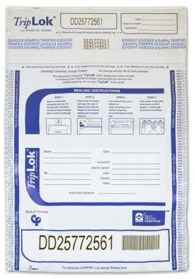 Deposit Bag 9'' X 12'' TripLok, white w/pocket | BAG-12
