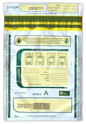 Deposit Bag 9'' X 12'' SafeLok, white w/pocket | BAG-30