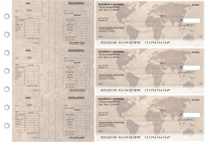 World Map Multi-Purpose Salary Voucher Business Checks | BU3-7CDS26-MPS