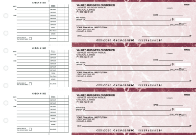 Burgundy Marble Accounts Payable Business Checks | BU3-BMA01-DED