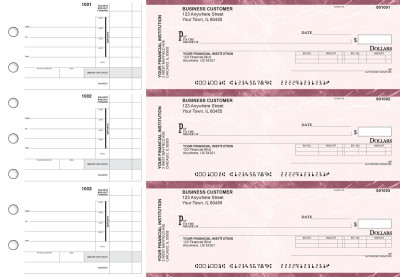 Burgundy Marble Invoice Business Checks | BU3-BMA01-INV