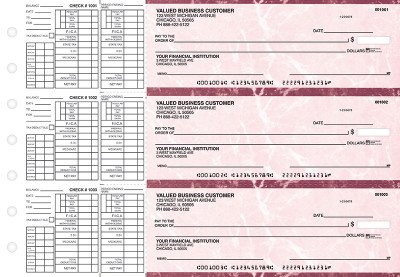 Burgundy Marble Payroll Business Checks | BU3-BMA01-PAY