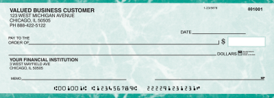 Teal Marble Business Pocket Checks  | BUP-EMA01