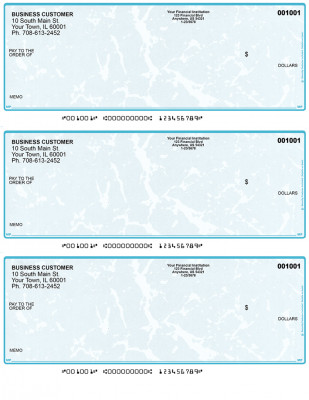 Teal Marble 3 Per Page Laser Checks | L3C-AM