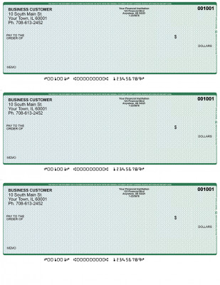 Blue Green 3 Per Page Laser Checks | L3C-BG