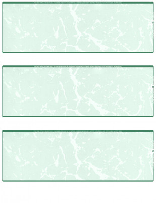 Green Marble Blank 3 Per Page Laser Checks | L3C-BLA-GM