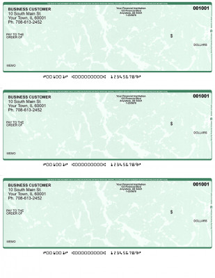 Green Marble 3 Per Page Laser Checks | L3C-GM