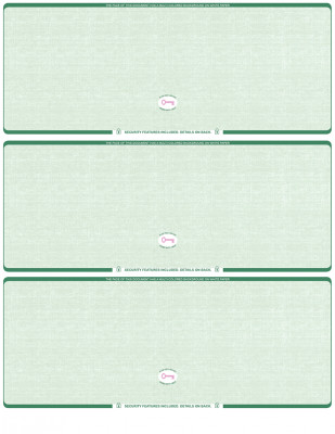 Green Safety Blank High Security 3 Per Page Laser Checks | L3CHS-BLA-GS