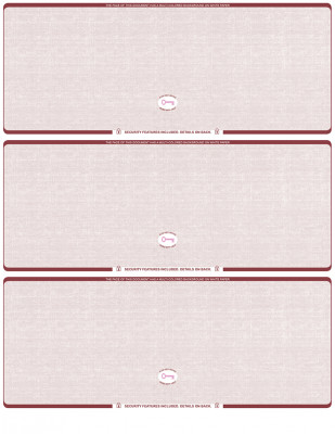 Burgundy Safety Blank High Security 3 Per Page Laser Checks | L3CHS-BLA-US