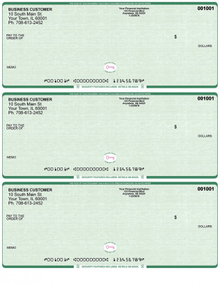 Green Safety High Security 3 Per Page Laser Checks | L3CHS-GS