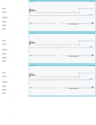 Teal Safety 3 Per Page Wallet Checks | L3P-AS