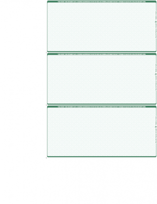 Green Blank Safety 3 Per Page Wallet Checks | L3P-BLA-GS