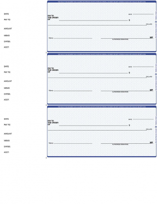 Blue Safety 3 Per Page Wallet Checks | L3P-BS