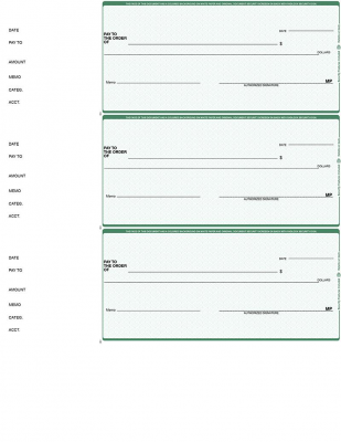 Green Safety 3 Per Page Wallet Checks | L3P-GS