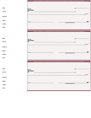 Burgundy Safety 3 Per Page Wallet Checks | L3P-US