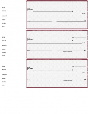 Wallstreet 3 Per Page Wallet Checks | L3P-WS