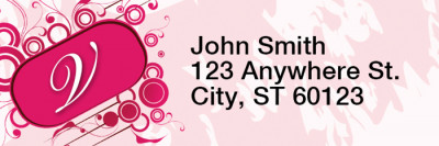 Stylish Monogram V Rectangle Address Labels | LRRMONO-03V