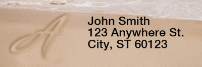 Sand Written Monogram A Rectangle Address Labels | LRRMONO-07A