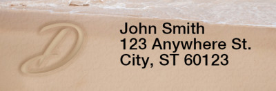 Sand Written Monogram D Rectangle Address Labels | LRRMONO-07D