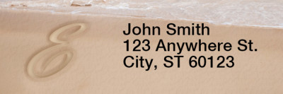 Sand Written Monogram E Rectangle Address Labels | LRRMONO-07E