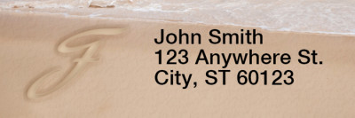Sand Written Monogram F Rectangle Address Labels | LRRMONO-07F