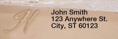 Sand Written Monogram H Rectangle Address Labels | LRRMONO-07H