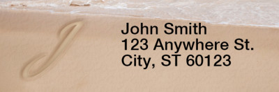 Sand Written Monogram J Rectangle Address Labels | LRRMONO-07J