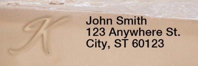 Sand Written Monogram K Rectangle Address Labels | LRRMONO-07K