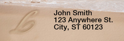 Sand Written Monogram L Rectangle Address Labels | LRRMONO-07L