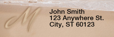 Sand Written Monogram M Rectangle Address Labels | LRRMONO-07M