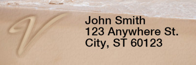 Sand Written Monogram V Rectangle Address Labels | LRRMONO-07V