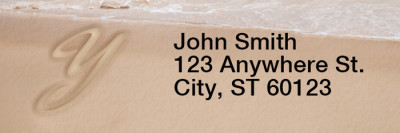Sand Written Monogram Y Rectangle Address Labels | LRRMONO-07Y