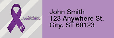 Animal Abuse Awareness Ribbon Rectangle Address Labels | LRRRIB-06
