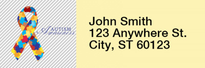 Autism Awareness Ribbon Rectangle Address Labels | LRRRIB-07