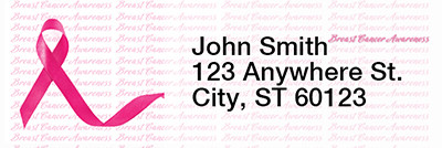 Breast Cancer Awareness Ribbon Rectangle Address Labels | LRRRIB-09