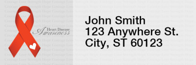 Heart Disease Awareness Ribbon Rectangle Address Labels | LRRRIB-16