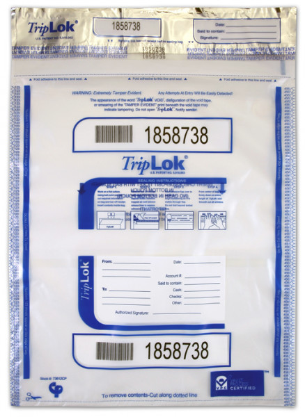 Deposit Bag 12'' X 16'' TripLok, clear w/pocket | BAG-08