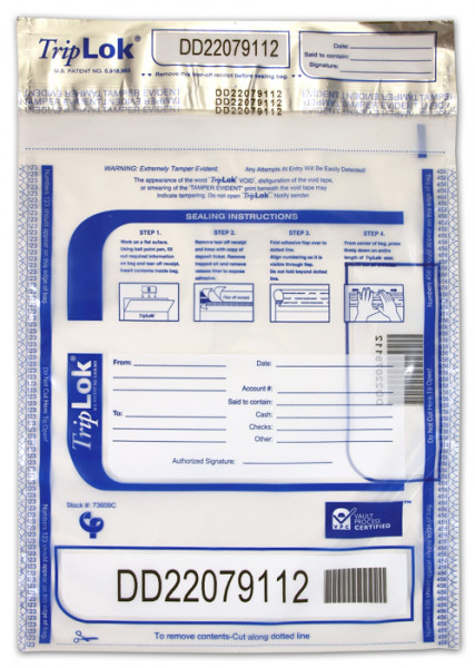 Deposit Bag 9'' X 12'' TripLok, clear | BAG-09