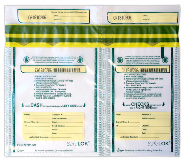 Deposit Bag 13.5'' X 10'' SafeLok, horizontal twin | BAG-34