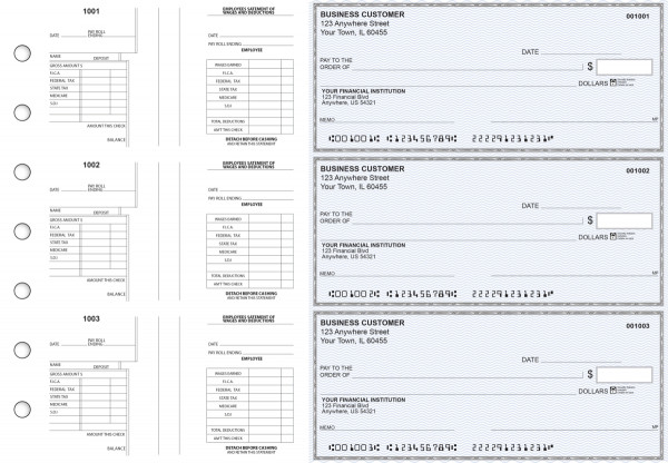 Blue Safety Multi-Purpose Salary Voucher Business Checks | BU3-7BLU01-MPS