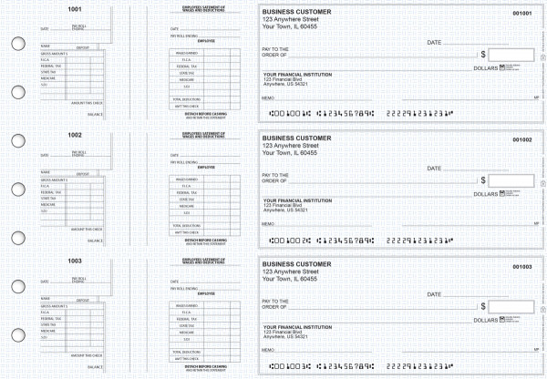 Blue Knit Multi-Purpose Salary Voucher Business Checks | BU3-7BLU02-MPS