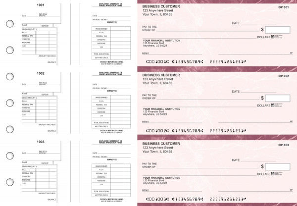 Burgundy Marble Multi-Purpose Salary Voucher Business Checks | BU3-7BMA01-MPS