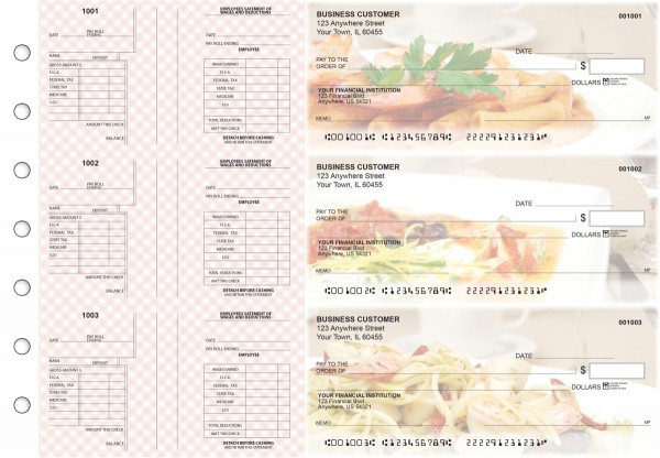 Italian Cuisine Multi-Purpose Salary Voucher Business Checks | BU3-7CDS05-MPS
