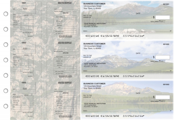 Scenic Mountains Multi-Purpose Salary Voucher Business Checks | BU3-7CDS29-MPS