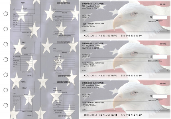American Flag Multi-Purpose Salary Voucher Business Checks | BU3-7CDS32-MPS