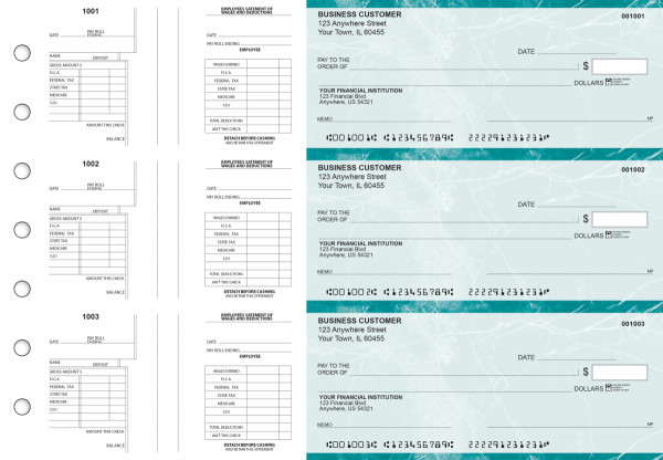 Teal Marble Multi-Purpose Salary Voucher Business Checks | BU3-7EMA01-MPS