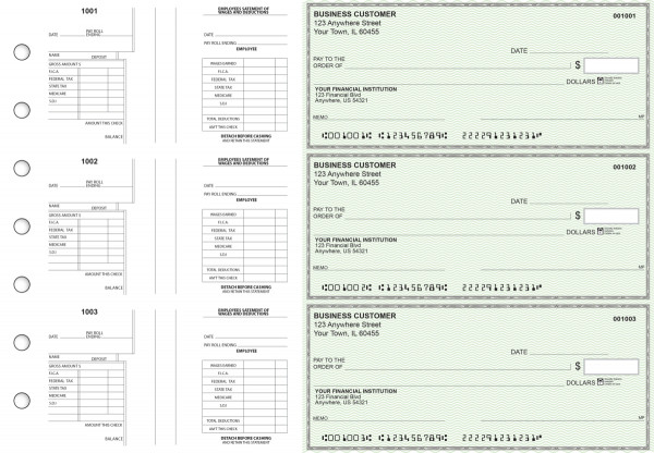 Green Safety Multi-Purpose Salary Voucher Business Checks | BU3-7GRN01-MPS