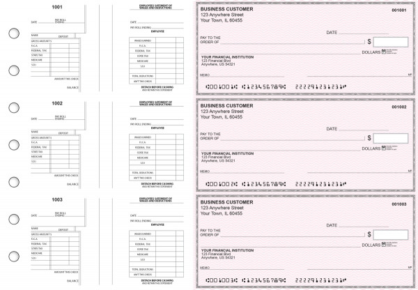 Pink Safety Multi-Purpose Salary Voucher Business Checks | BU3-7PSF01-MPS