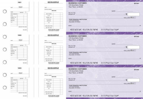 Purple Marble Multi-Purpose Salary Voucher Business Checks | BU3-7UMA01-MPS