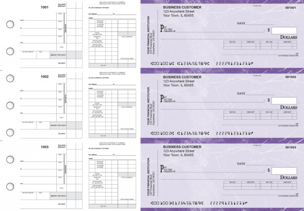 Purple Marble Payroll Invoice Business Checks | BU3-7UMA01-PIN